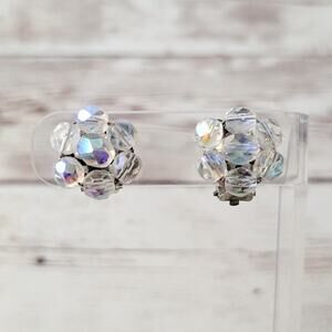 Vintage Clip On Earrings Just Over 5/8" Iridescent